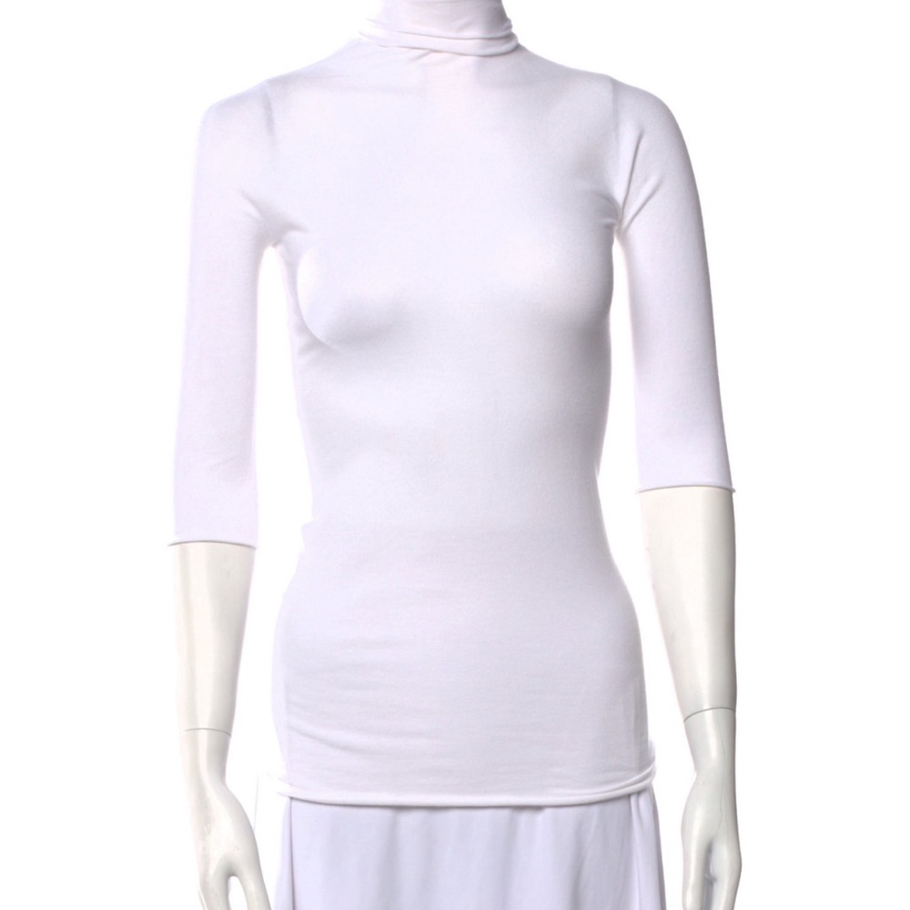 SportMax White Long Sleeve Turtleneck Top